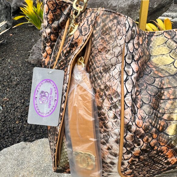 Sharif 1827 Snakeskin Print Shoulder Bag Embossed Vegan Leather NWT with Flaws - Picture 6 of 15